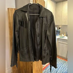 RALPH LAUREN MENS BLACK LABEL GENUINE LEATHER FRINGE JACKET. COLLECTORS ITEM. 🔥